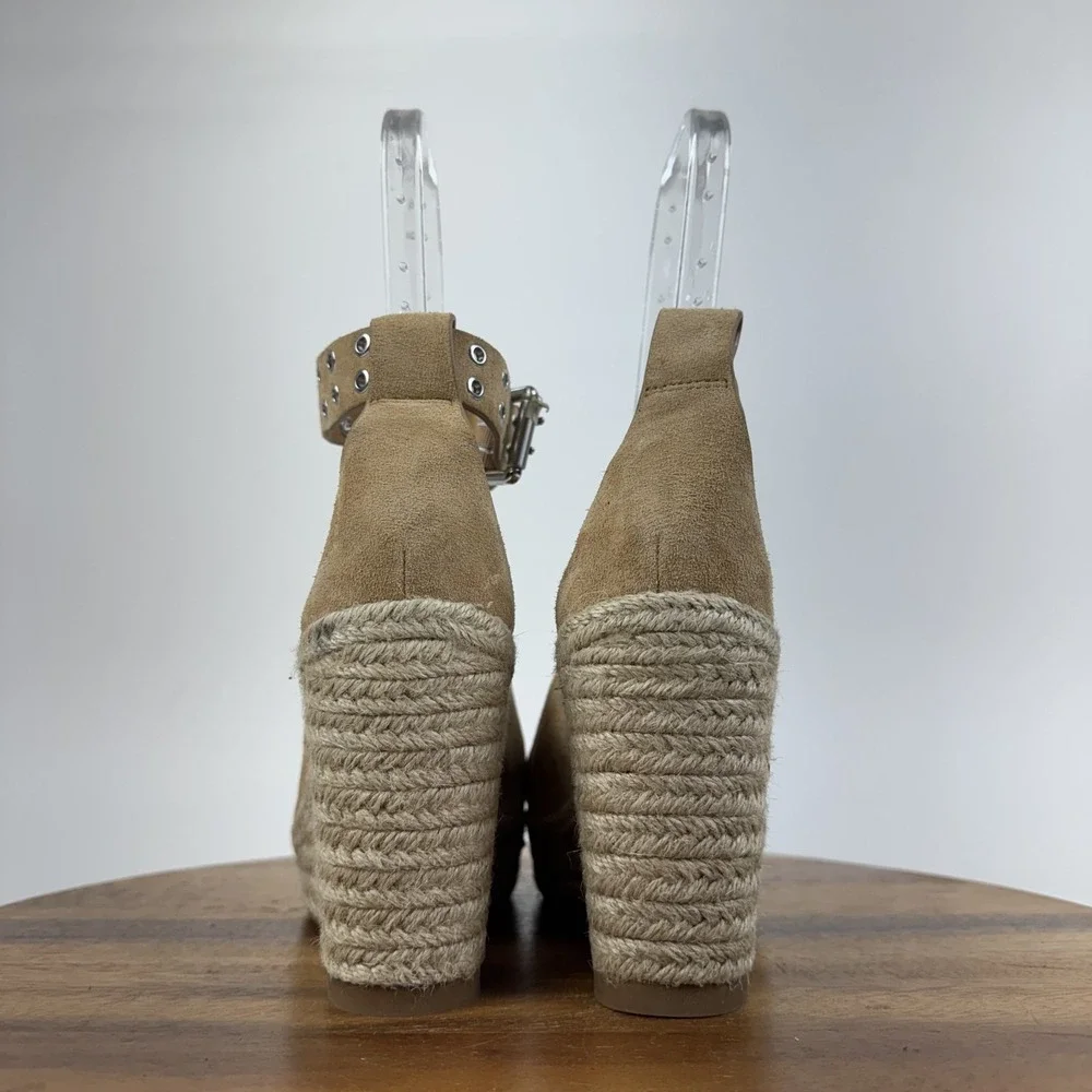 Womens Rag & and Bone Anteros Beige Suede Wedge Espadrille Suede Shoes Size 41